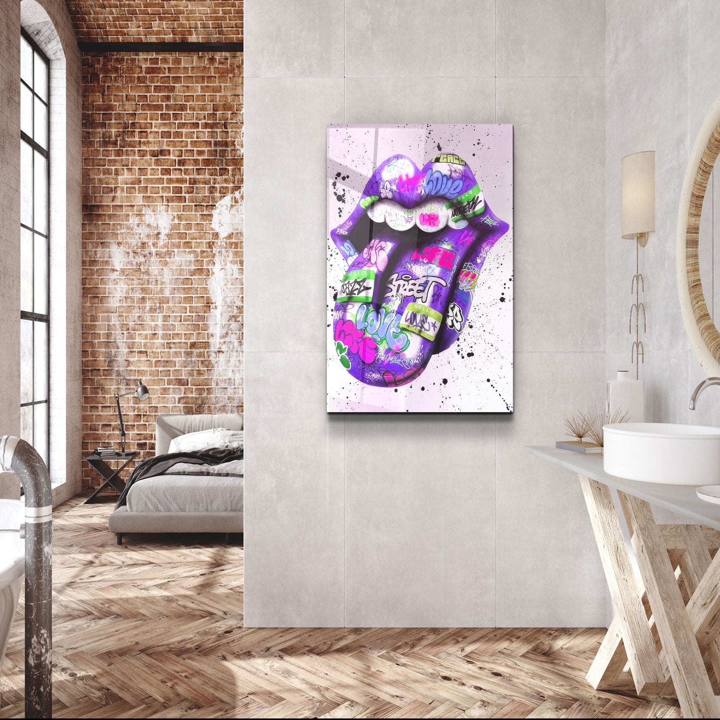 Tongue - Purple - Designer's Collection Glass Wall Art