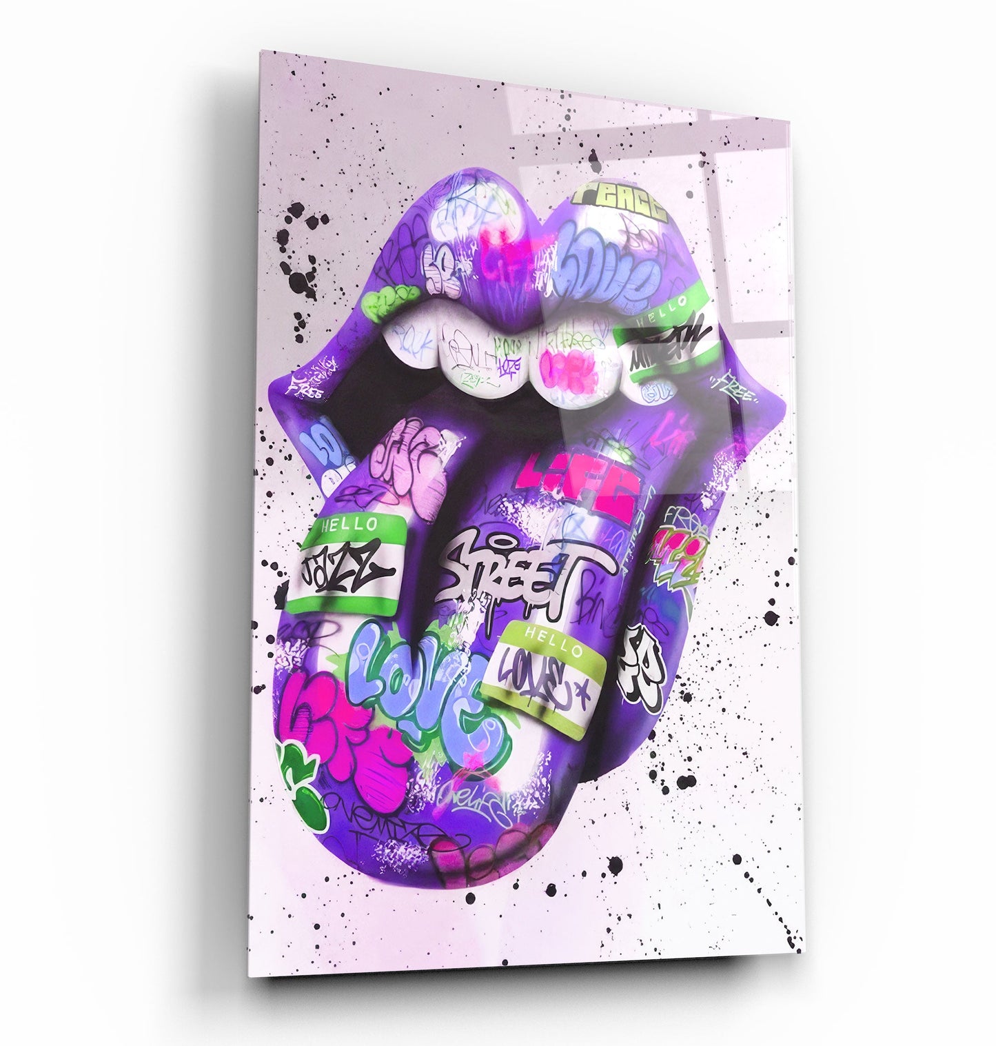 Tongue - Purple - Designer's Collection Glass Wall Art