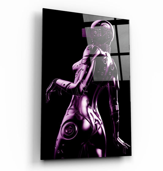 Robo Girl Metalic Purple - Designer's Collection Glass Wall Art