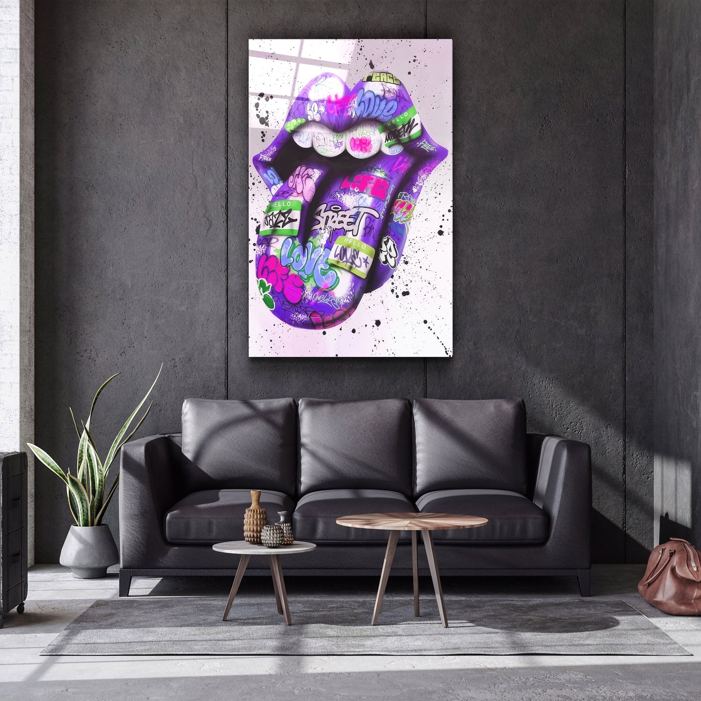 Tongue - Purple - Designer's Collection Glass Wall Art