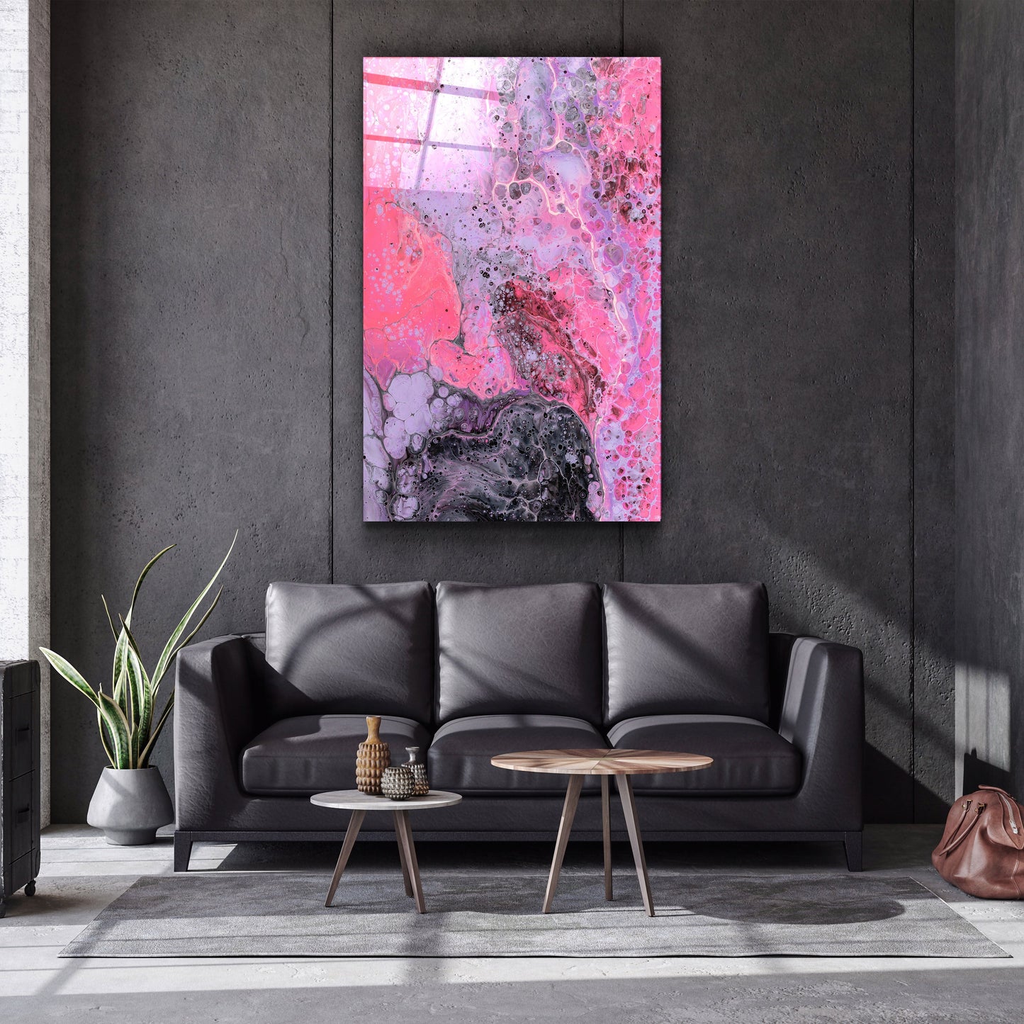 Abstract Purple Ink Drops - Designer's Collection Glass Wall Art