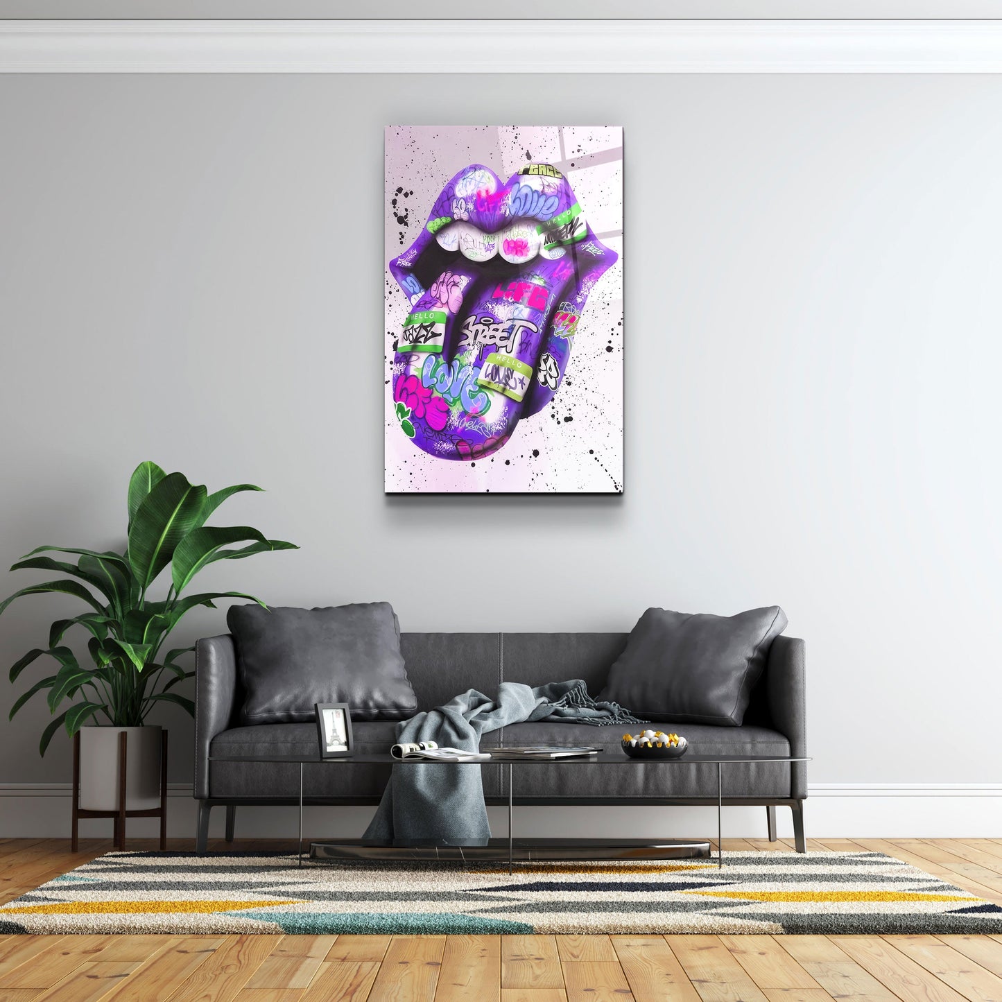 Tongue - Purple - Designer's Collection Glass Wall Art