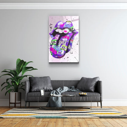 Tongue - Purple - Designer's Collection Glass Wall Art