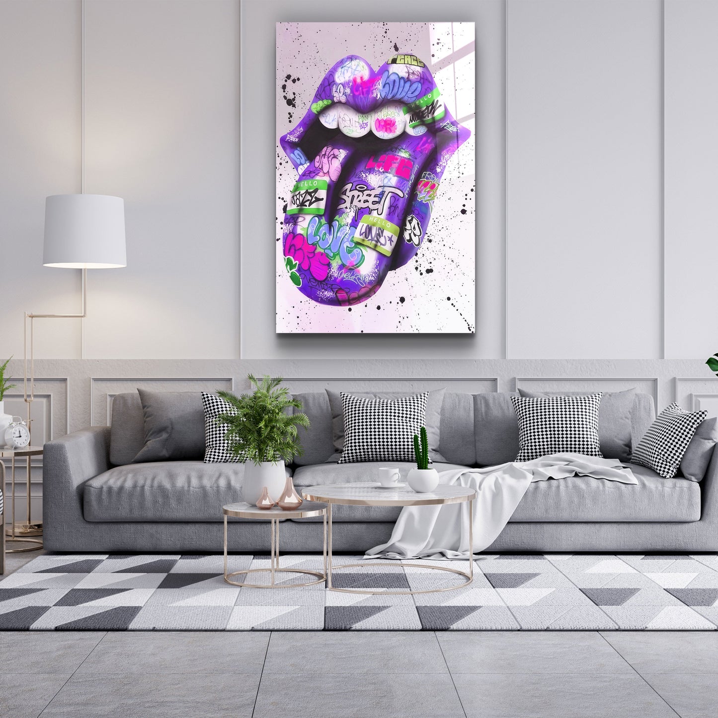 Tongue - Purple - Designer's Collection Glass Wall Art