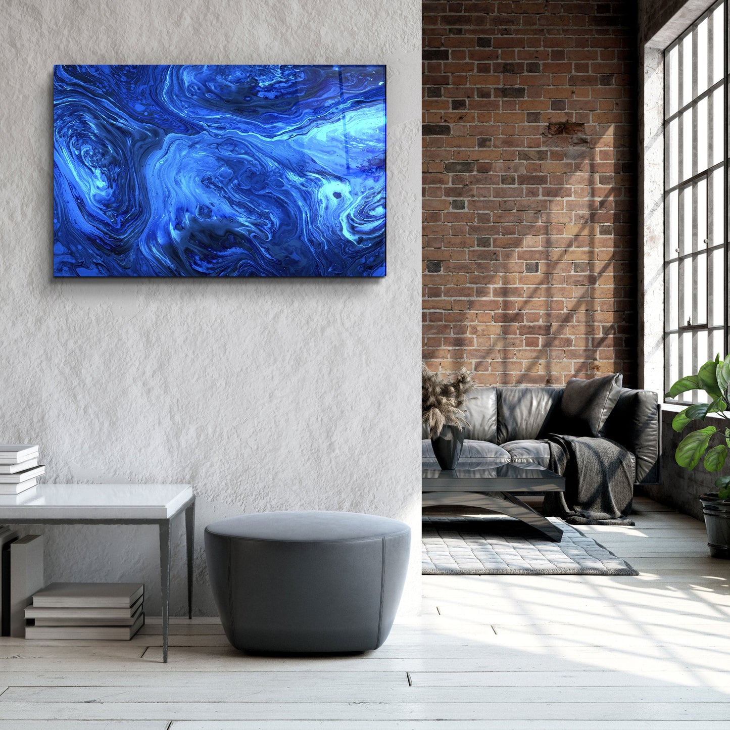 Lava Pattern - Blue - Designer's Collection Glass Wall Art