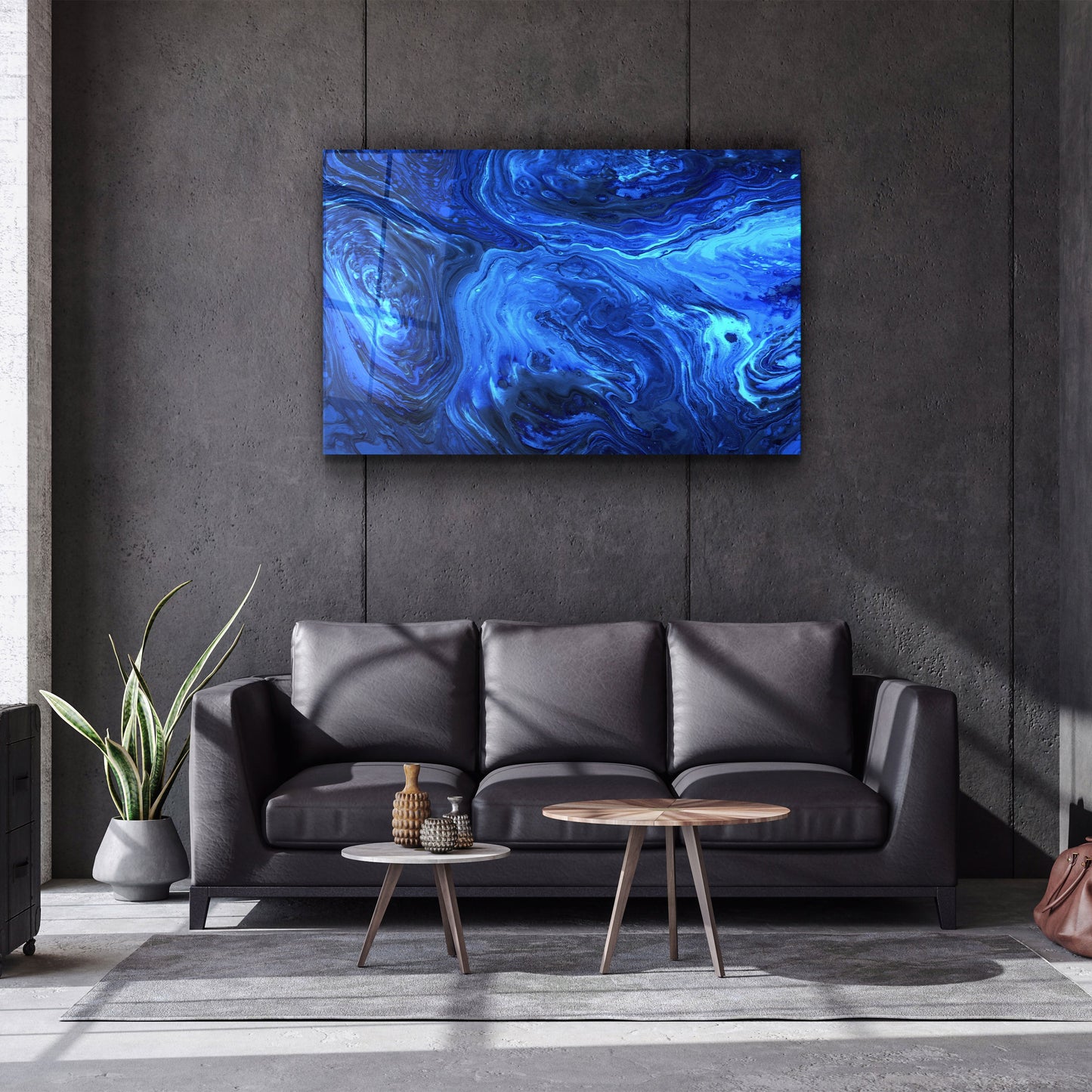 Lava Pattern - Blue - Designer's Collection Glass Wall Art