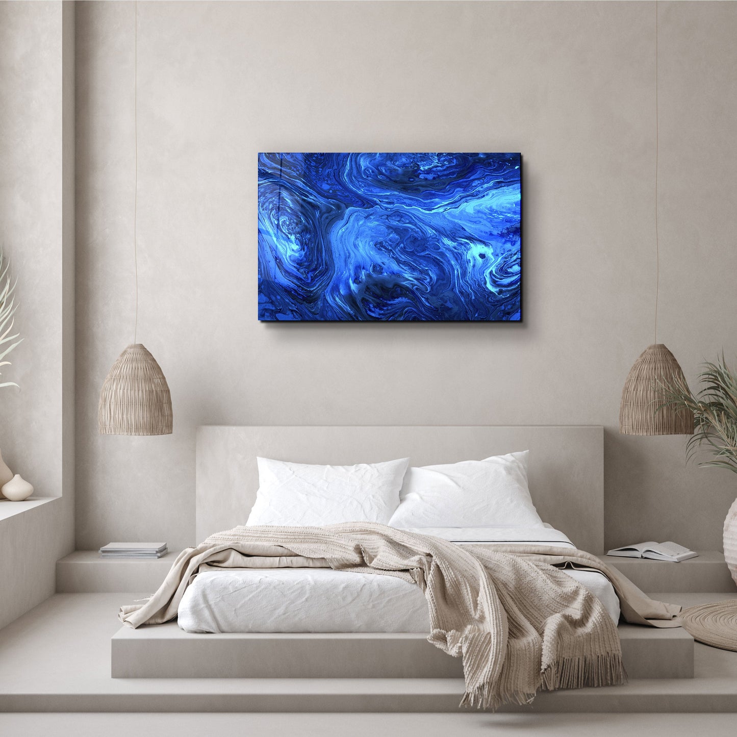 Lava Pattern - Blue - Designer's Collection Glass Wall Art
