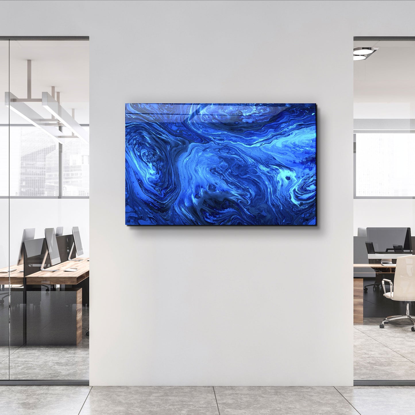 Lava Pattern - Blue - Designer's Collection Glass Wall Art
