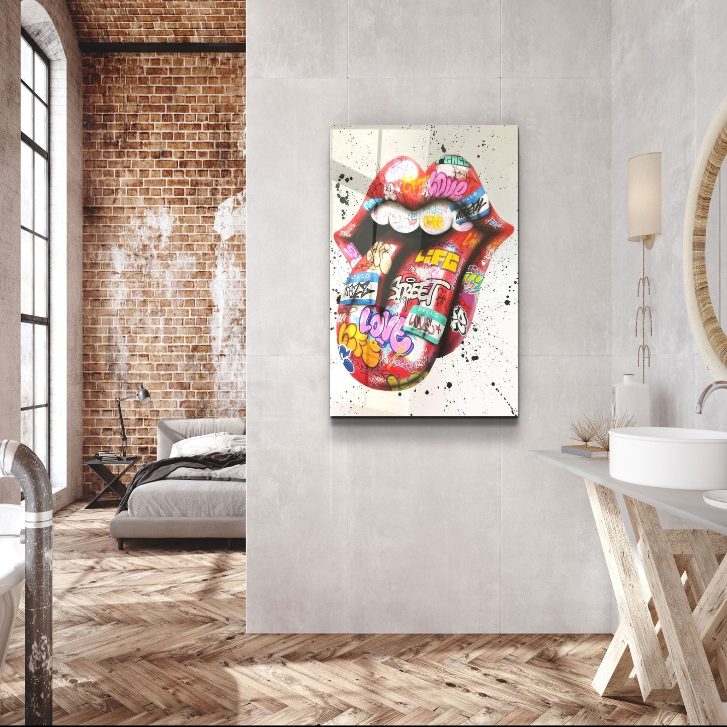 Tongue - Red - Designer's Collection Glass Wall Art
