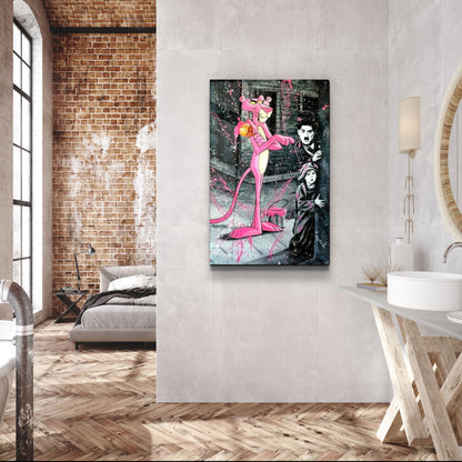 Pink Panther & Charlie - Designer's Collection Glass Wall Art