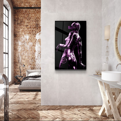 Robo Girl Metallic Purple - Designer's Collection Glass Wall Art