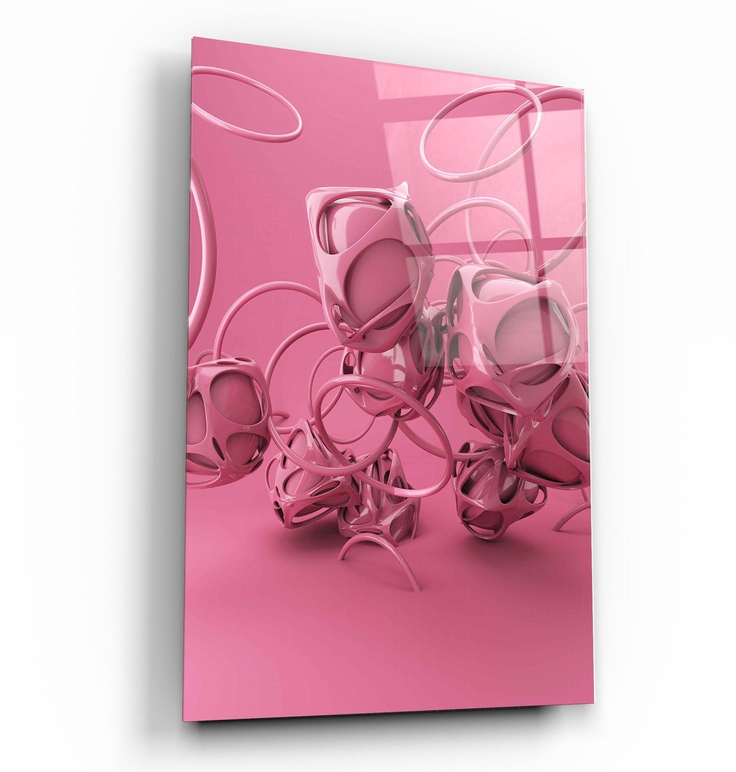 Abstract Pink Modern Design - Designer's Collection Glass Wall Art