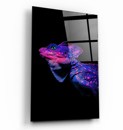 Iguana Blue Purple - Designer's Collection Glass Wall Art