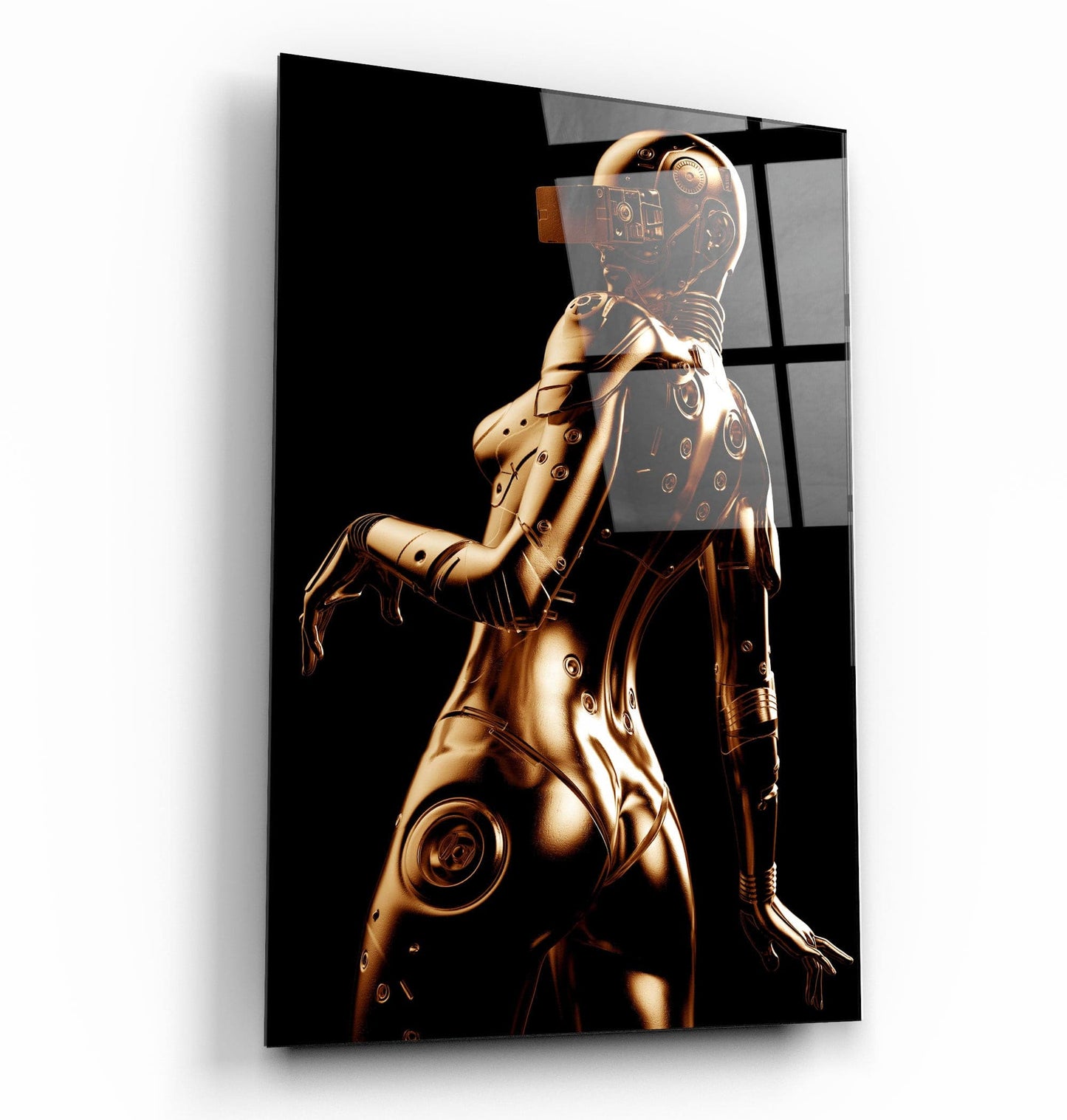 Robo Girl Gold - Designer's Collection Glass Wall Art