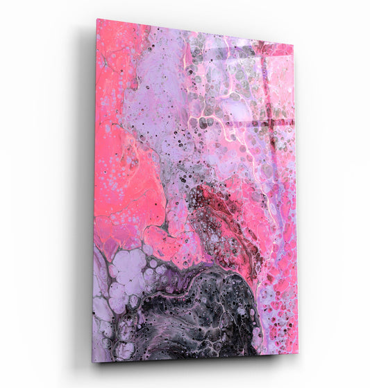 Abstract Purple Ink Drops - Designer's Collection Glass Wall Art