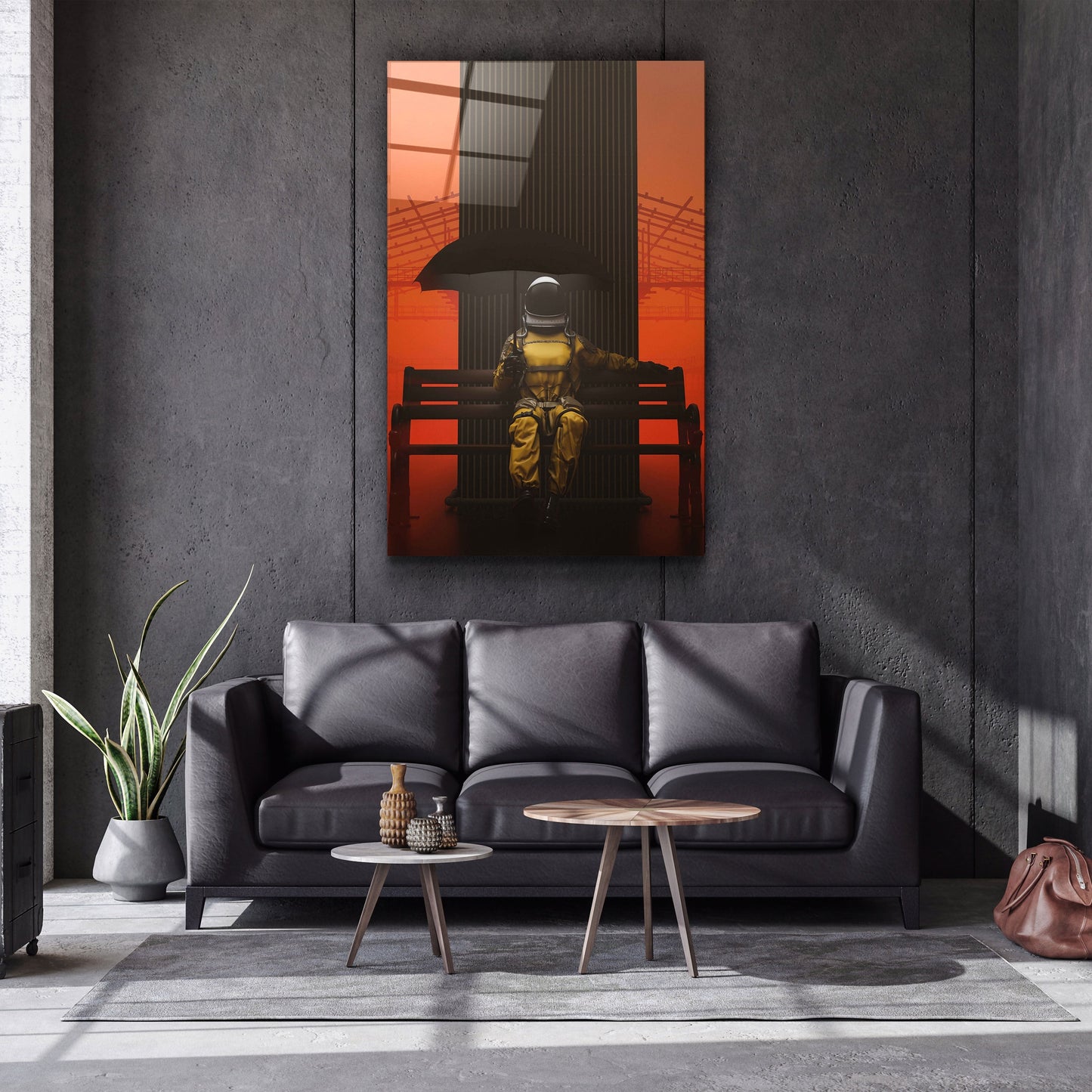 Astronaut on the Bench - Designer's Collection Glass Wall Art