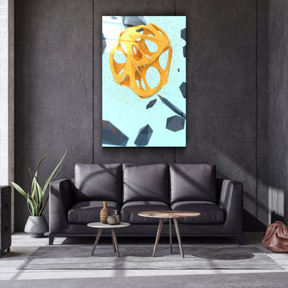 Abstract Yellow and Emerald V2 - Designer's Collection Glass Wall Art