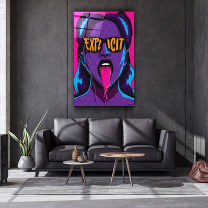 Explicit - Purple - Designer's Collection Glass Wall Art