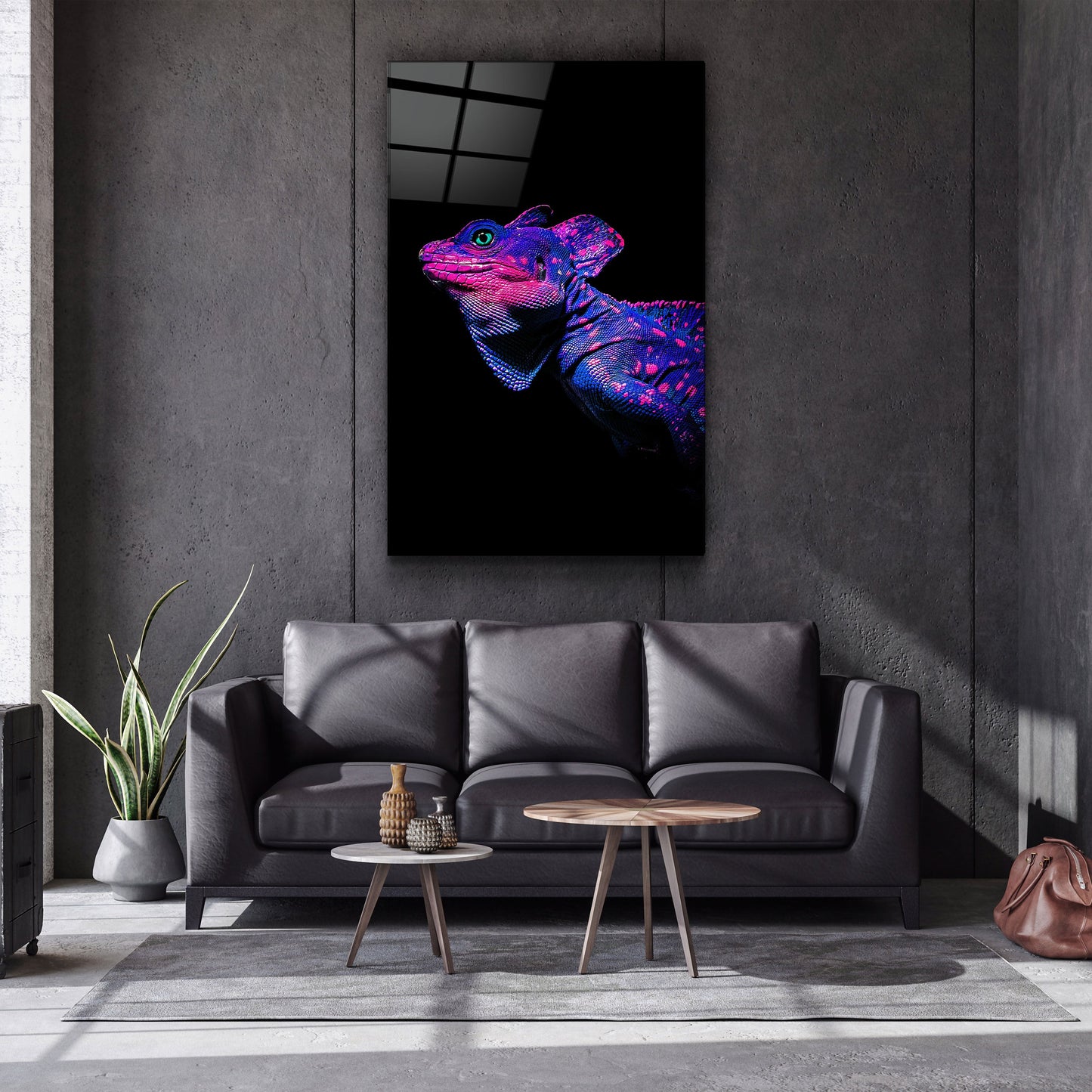 Iguana Blue Purple - Designer's Collection Glass Wall Art