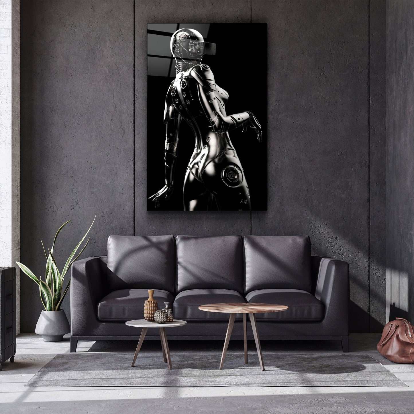 Robo Girl Silver - Designer's Collection Glass Wall Art