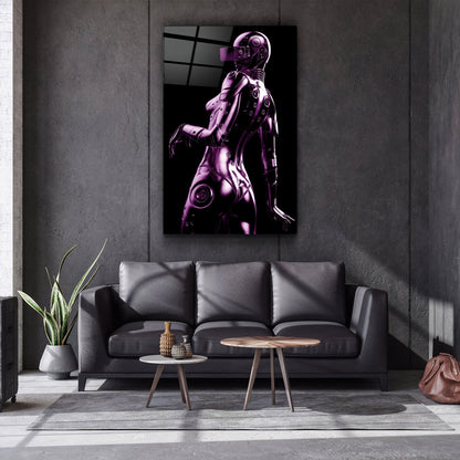Robo Girl Metallic Purple - Designer's Collection Glass Wall Art