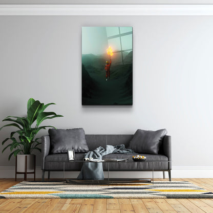 Flying Astronaut with Balloons - Designer's Collection Glass Wall Art