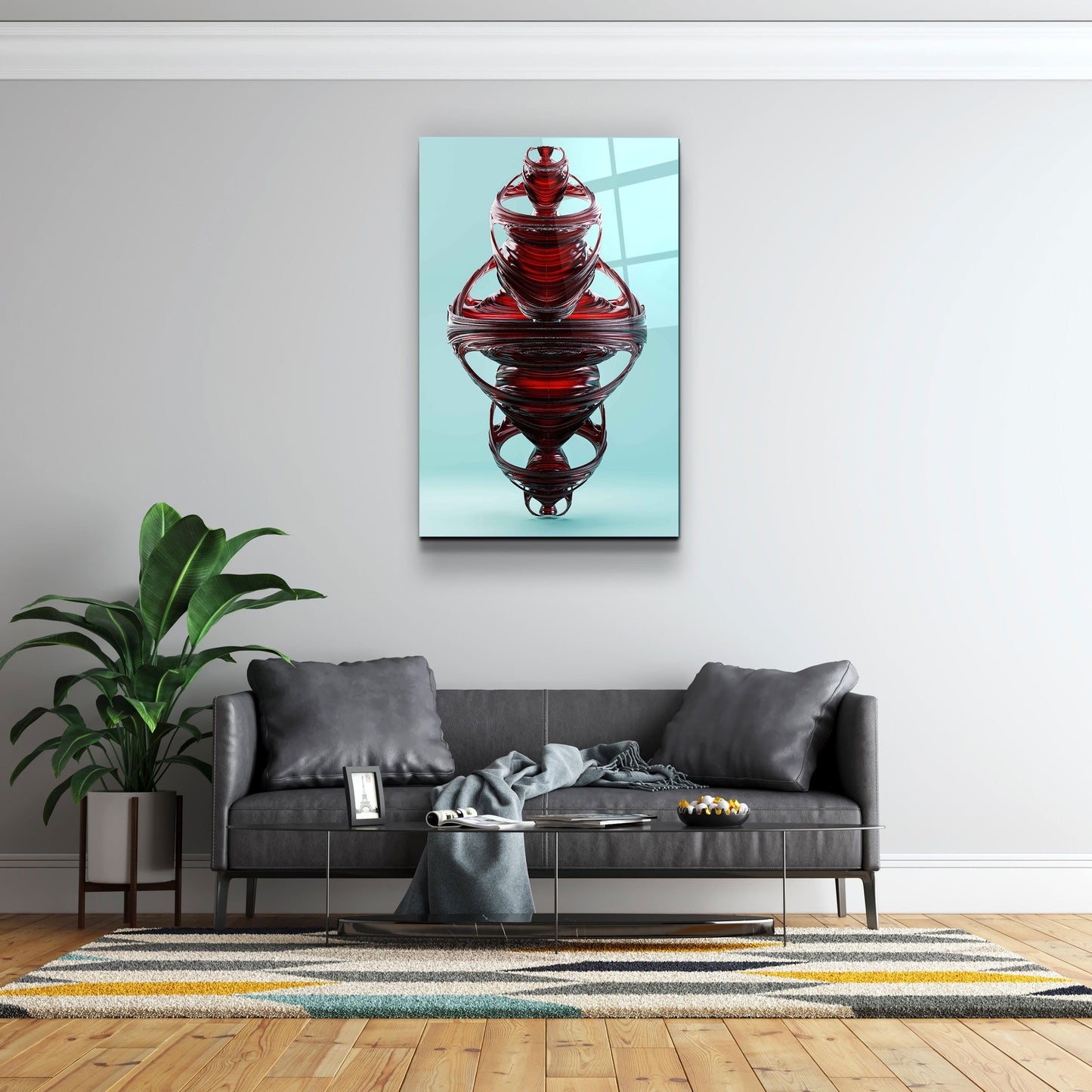 Abstract Modern Design V2 - Designer's Collection Glass Wall Art