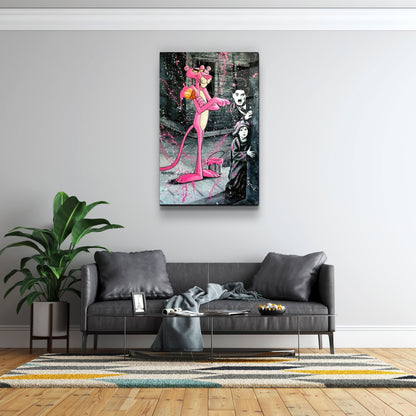 Pink Panther & Charlie - Designer's Collection Glass Wall Art