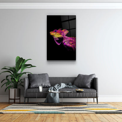 Iguana Magenta - Designer's Collection Glass Wall Art