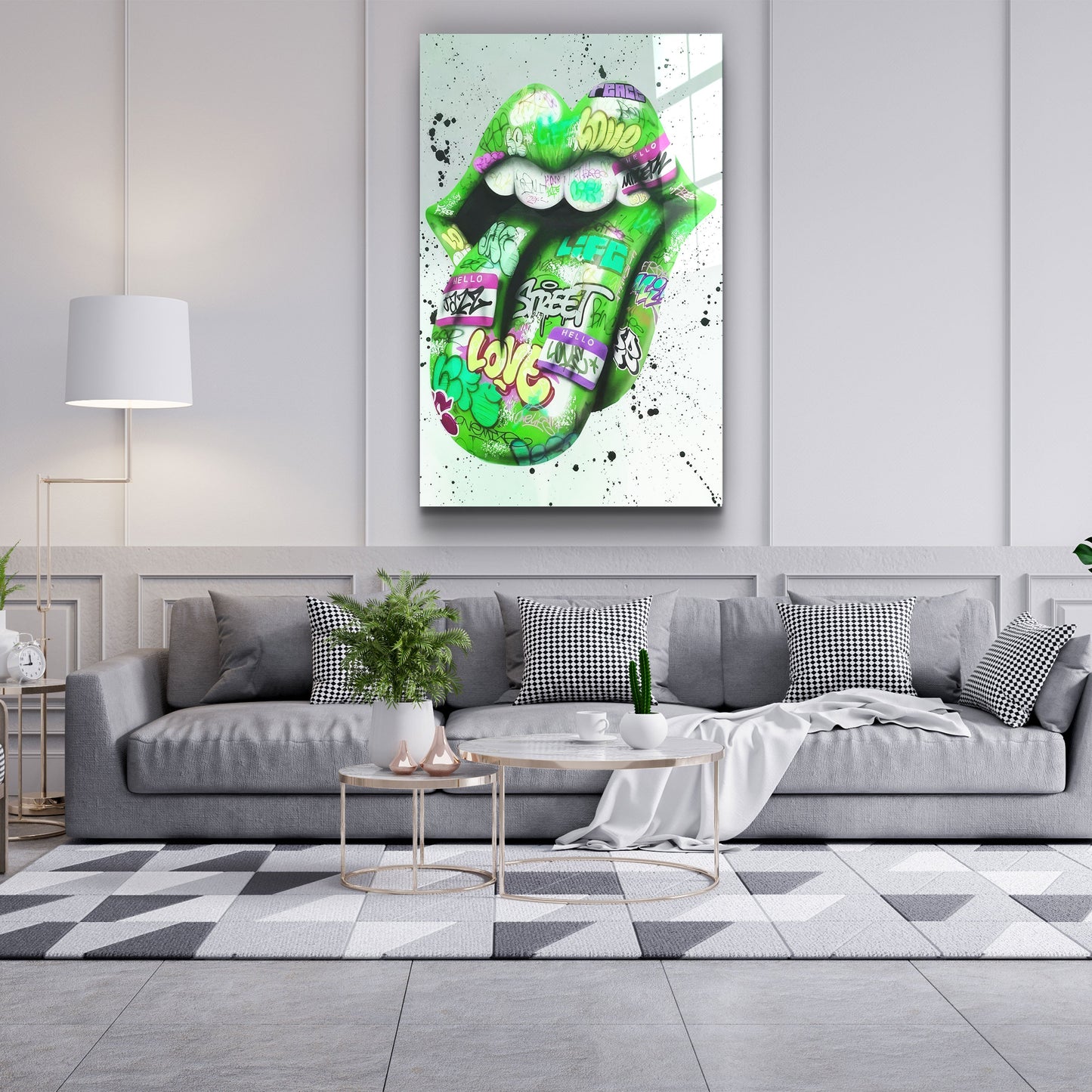 Tongue - Green - Designer's Collection Glass Wall Art