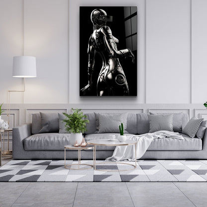 Robo Girl Silver - Designer's Collection Glass Wall Art