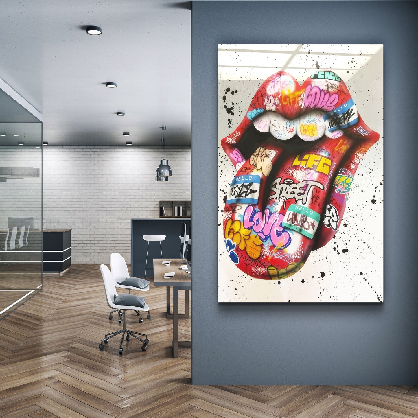 Tongue - Red - Designer's Collection Glass Wall Art