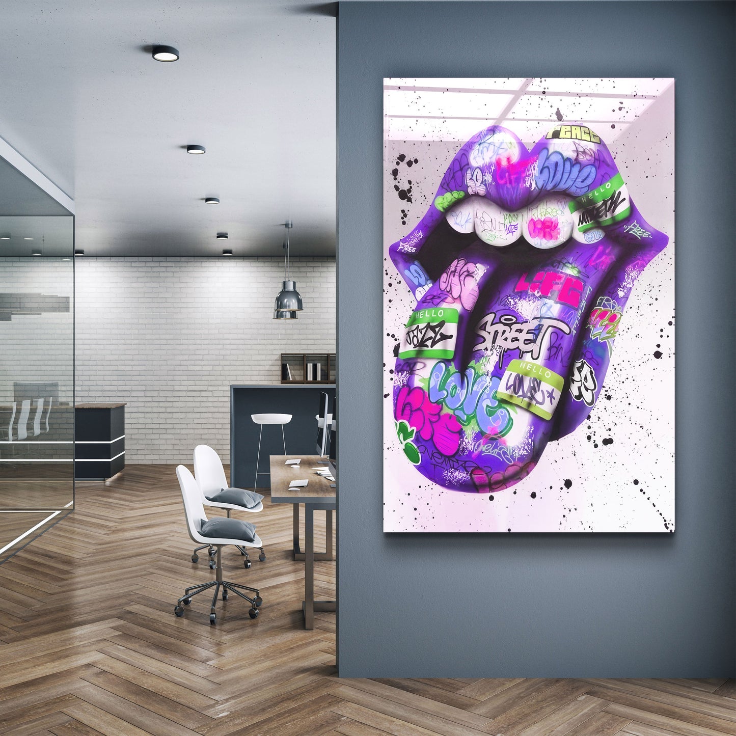 Tongue - Purple - Designer's Collection Glass Wall Art