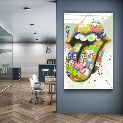Tongue - Mustard - Designer's Collection Glass Wall Art