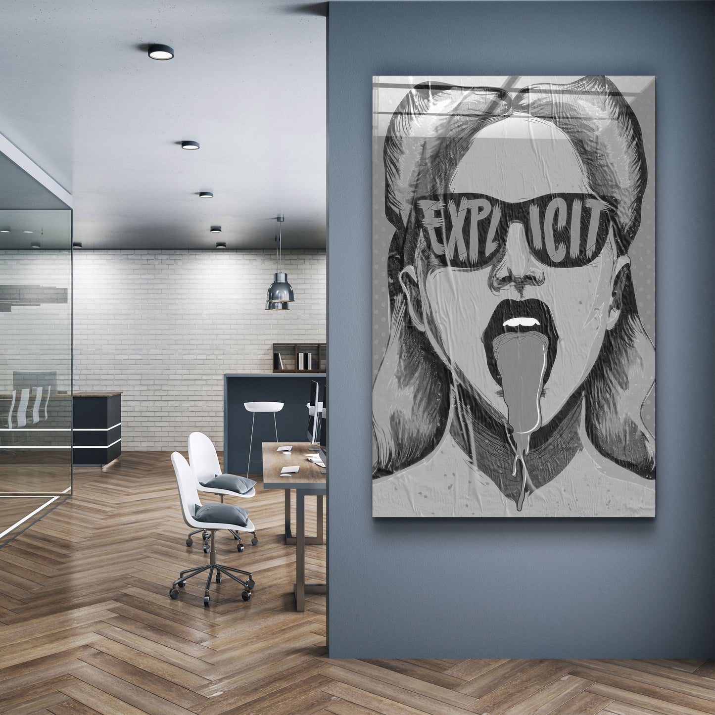 Explicit - Gray - Designer's Collection Glass Wall Art