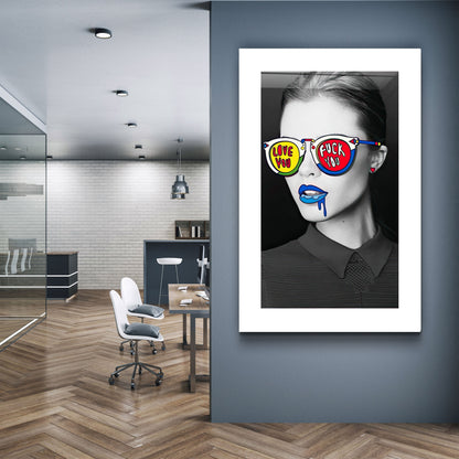 Love You F. You - Designer's Collection Glass Wall Art
