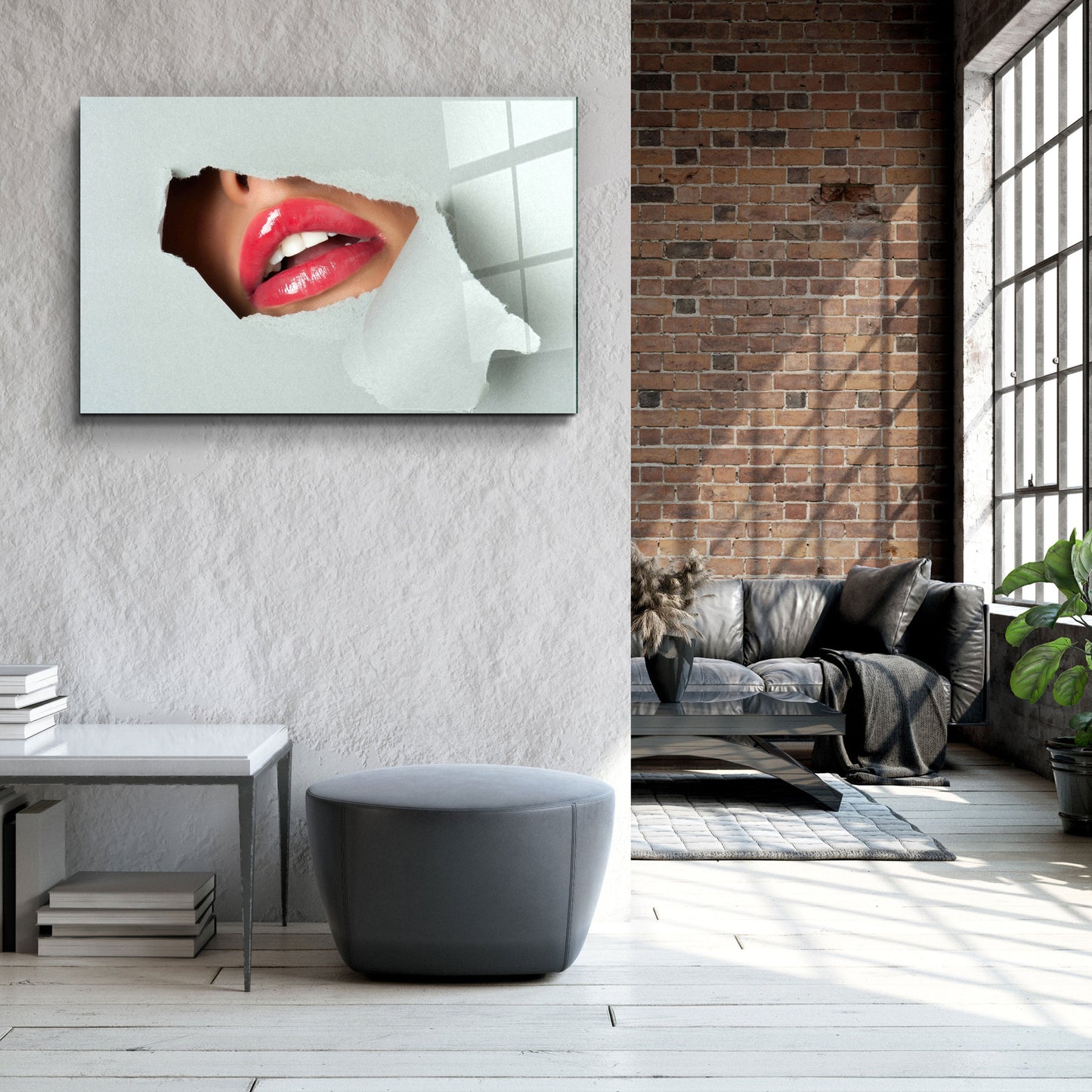 Red Lips - Designer's Collection Glass Wall Art