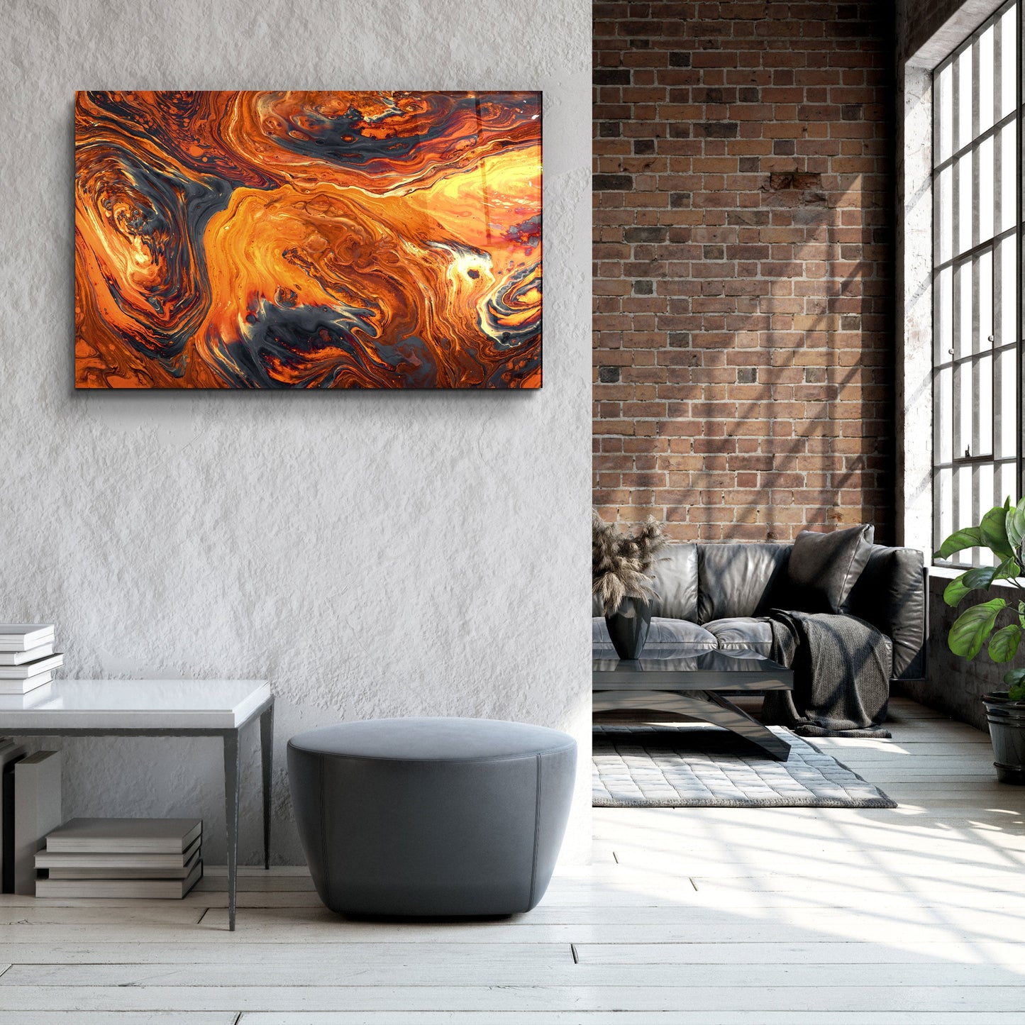 Lava Pattern - Orange - Designer's Collection Glass Wall Art