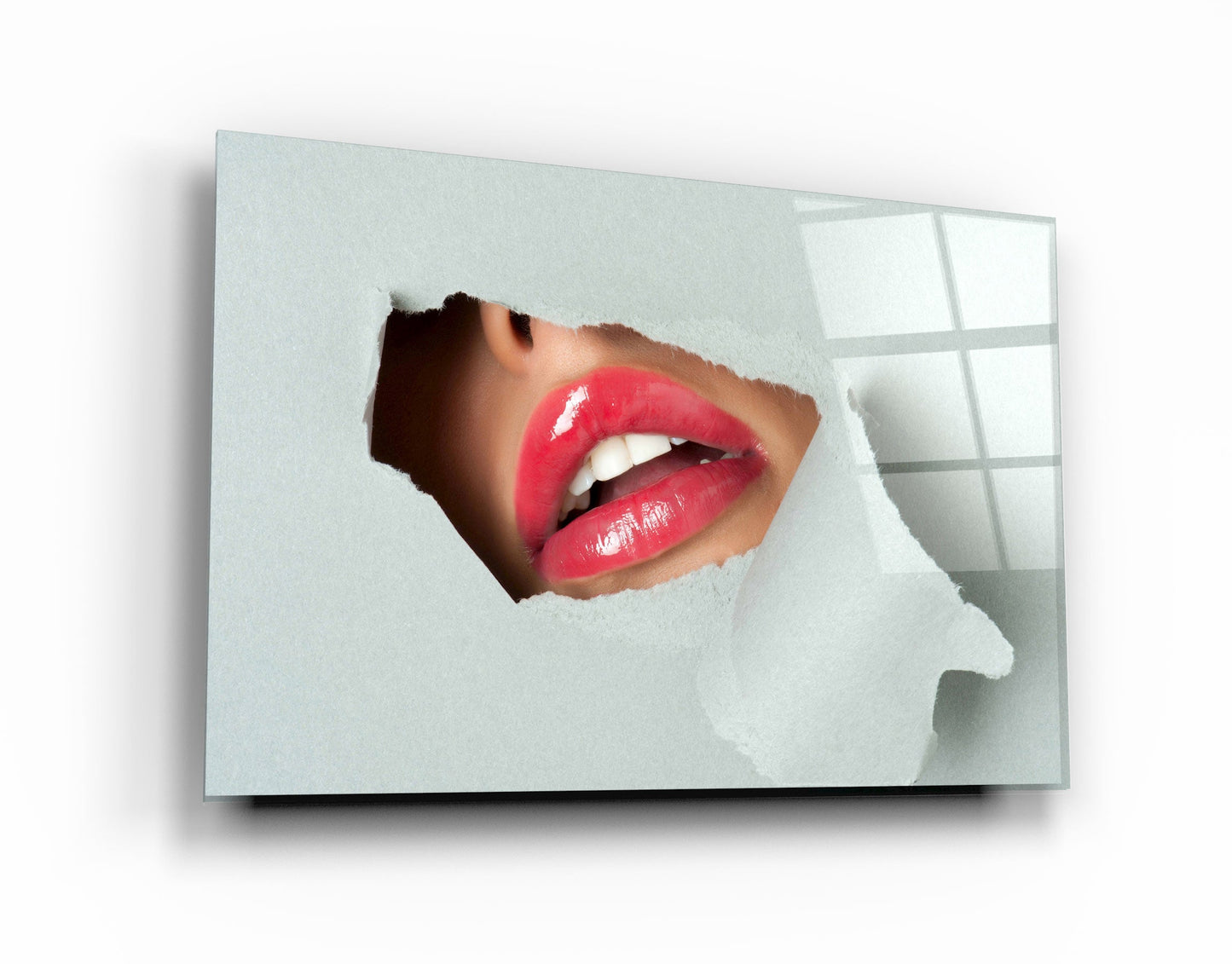 Red Lips - Designer's Collection Glass Wall Art