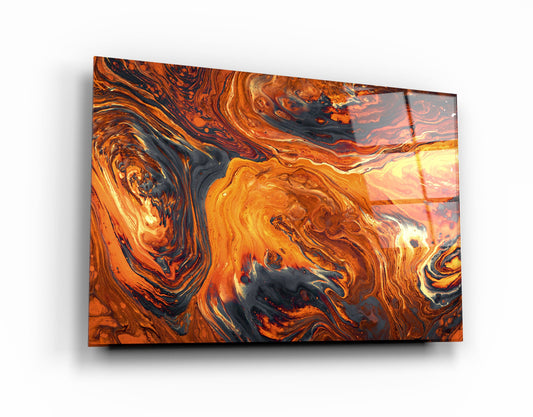 Lava Pattern - Orange - Designer's Collection Glass Wall Art