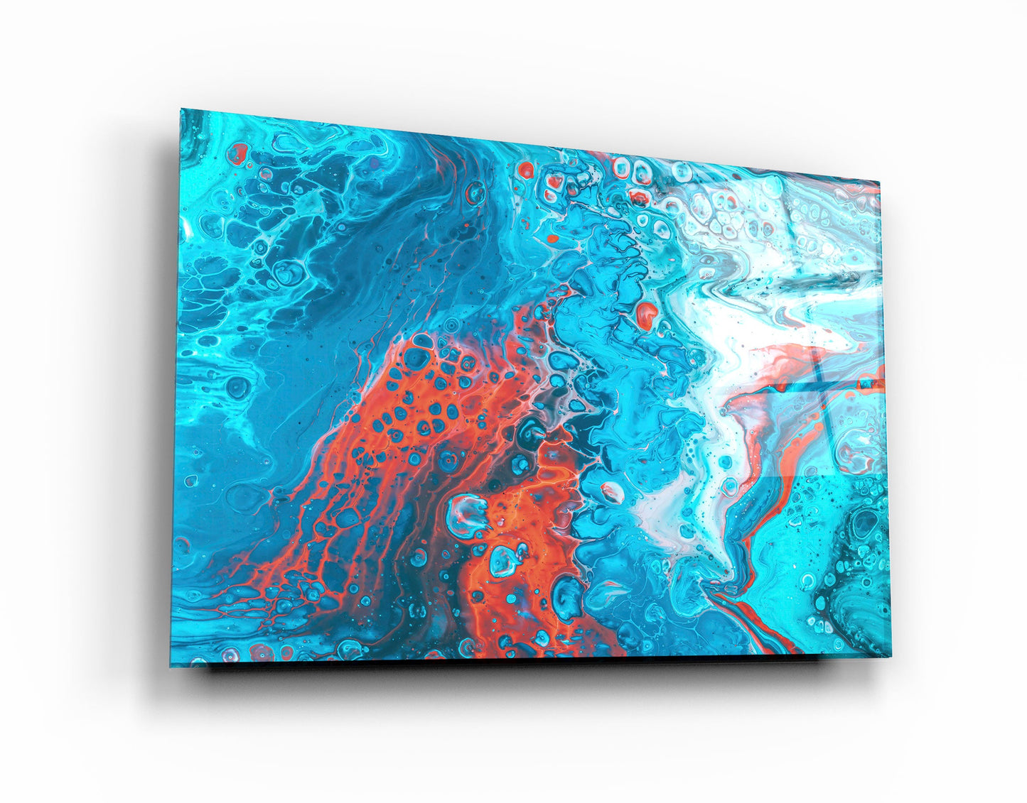Blue and Red Ink Drops - Designer's Collection Glass Wall Art
