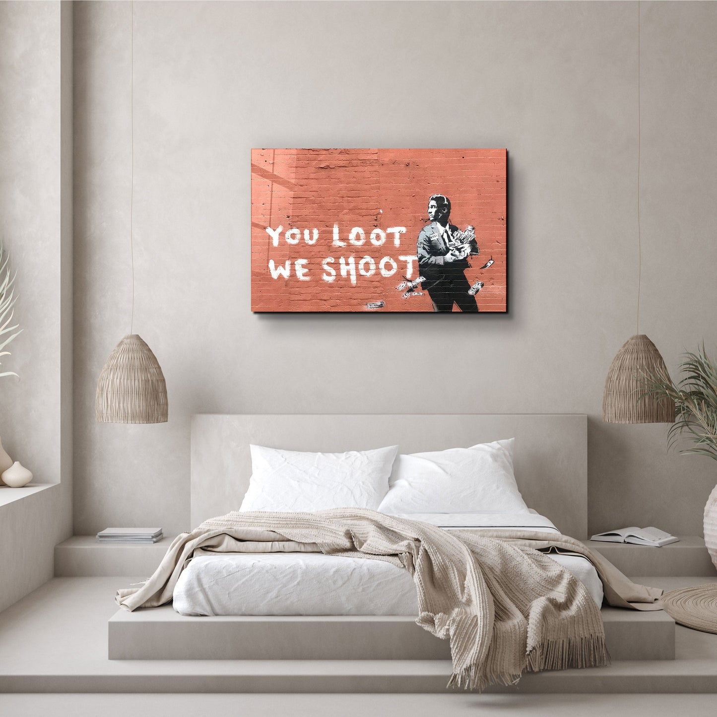 Banksy - You Loot We Shoot - Designer's Collection Glass Wall Art