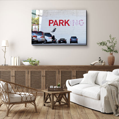 Banksy - Parking - Designer's Collection Glass Wall Art